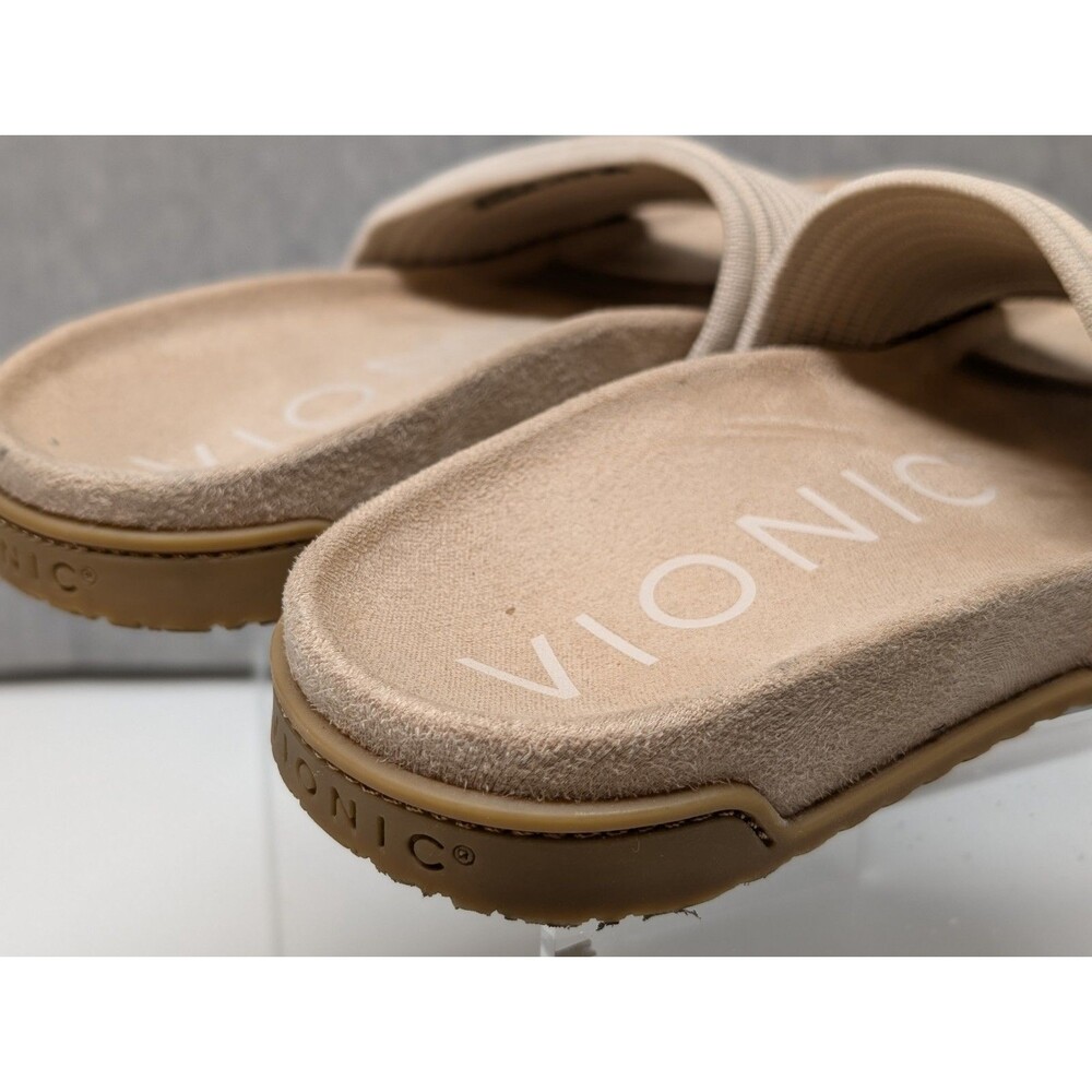 VIONIC Women's Size 8 Evie Knit Slide Sandals Stretch Comfort Arch Support Cream - Picture 5 of 8